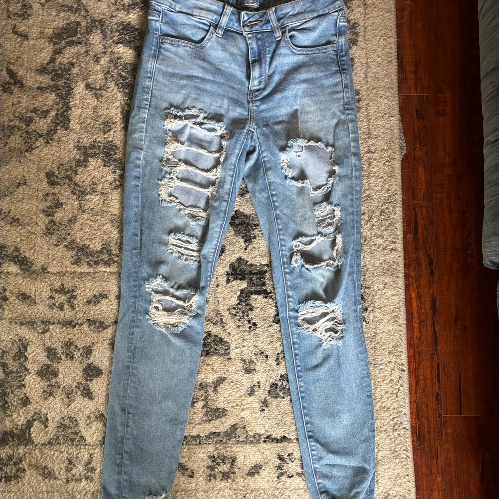 American Eagle Outfitters Light Blue Slit Skinny Jeans